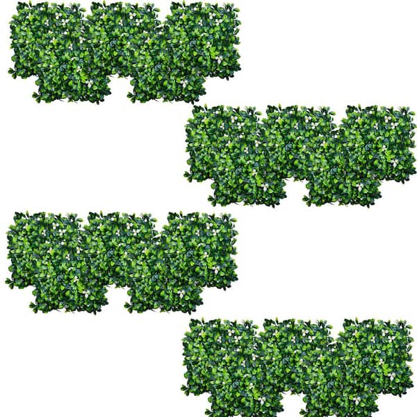 Afoxsos 20 in. x 20 in. Boxwood Panels Green Artificial Grass Wall Decor for Outdoor, Indoor and Decor (20-Pieces)
