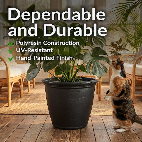 Sunnydaze Anjelica 14 Gal. Dual-Wall Matte Black Indoor/Outdoor