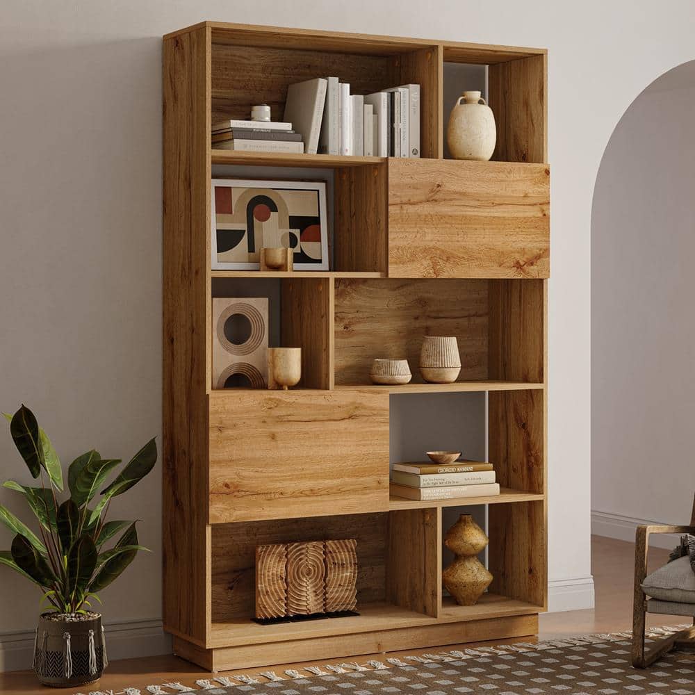 68.11 in. Tall Brown 8-Shelf Wood Bookcase with Doors price history on PriceWatchPro