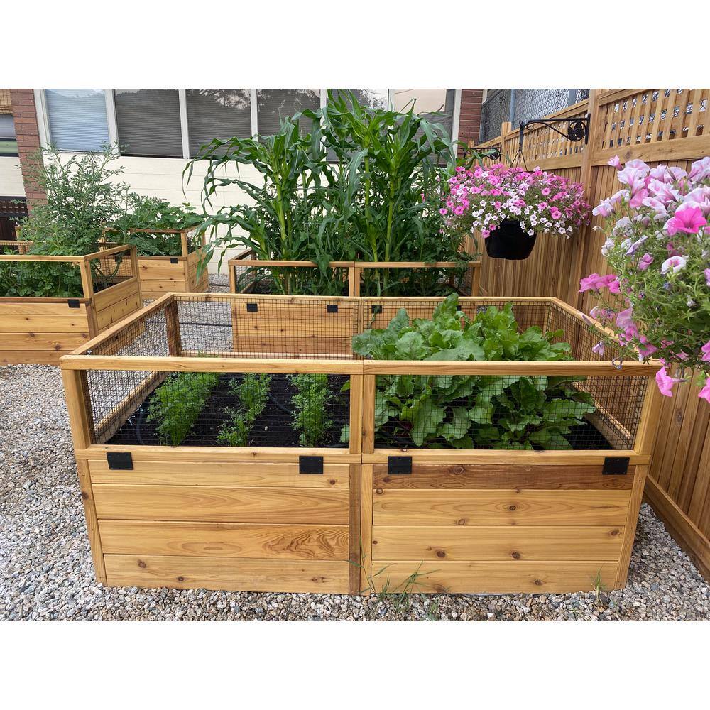 6 ft x 3 ft Cedar Raised Garden Bed with Wire Mesh