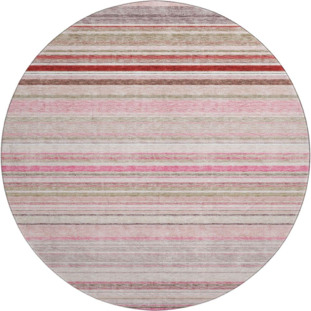 Mayfield Premium Machine Washable Abstract AMF979 Pink 8 ft. x 8 ft. Round Rug price history on PriceWatchPro