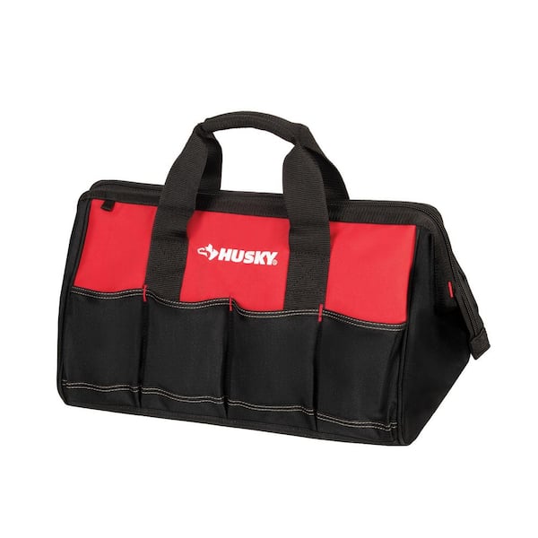 Husky 18 in. 14-Pocket Red Tool Bag with Zippered Top HD60018-TH