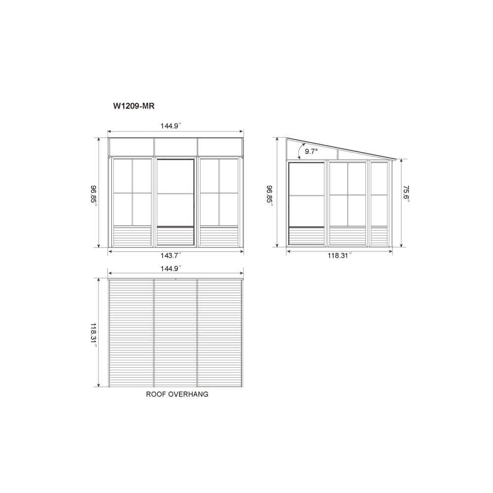Florence Sand Aluminum Wall-Mounted Solarium with Steel Roof