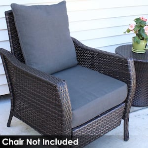24 in. x 22 in. x 4 in. Deep Seating Outdoor Dining Chair Back and Seat Cushion Set in Gray