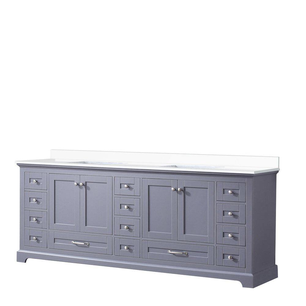 Lexora 84" Dark Grey Double Vanity with White Quartz Top
