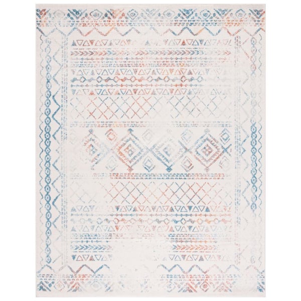Tulum 12 ft. x 15 ft. Ivory/Turquoise Geometric Area Rug