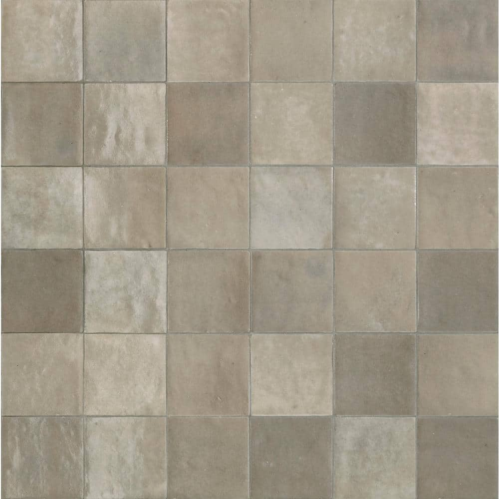 Zellige Argilla 4 in. x 4 in. Glazed Ceramic Wall Sample Tile -  Marazzi, 0000HDSAMZL08