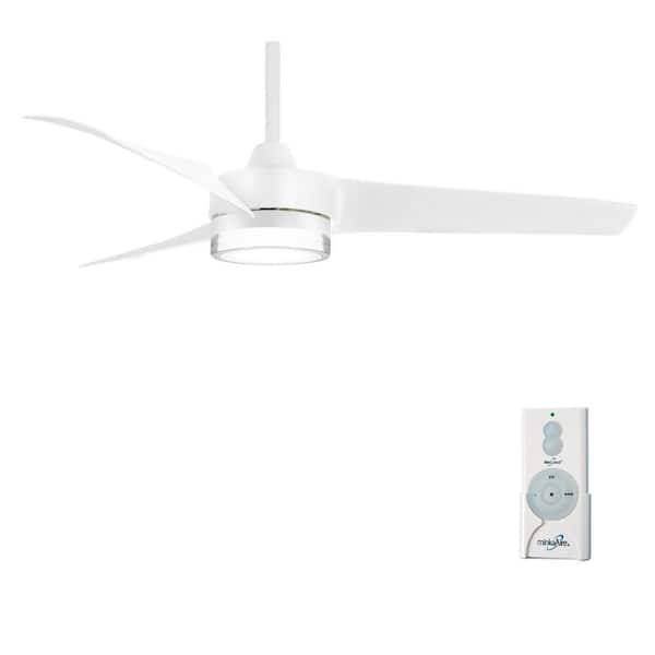 MINKA-AIRE Veer 56 in. LED Indoor Flat White Ceiling Fan with Remote Control