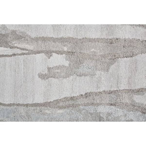 2 X 8 Ivory, Gray Abstract Area Rug