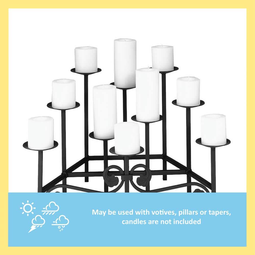 Imperial Black Wrought Iron 24" Candelabra with Scroll Detail