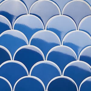 Beta Blue 2.44 in. x 5 in. Scallop Polished Ceramic Wall Tile (4.06 sq. ft./Case)