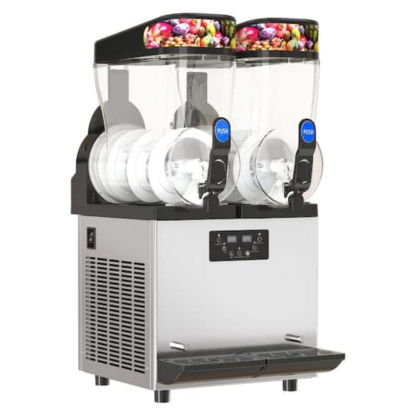 Unbranded AnyDoor 1015 oz. Snow Cone Machine in Black with Stainless Steel Body, 2 x 15 L Tanks