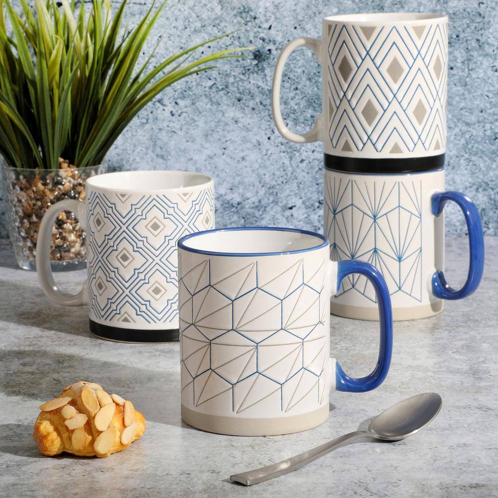 Parkmill Assorted Geometric Ceramic 17oz Coffee Mug Set