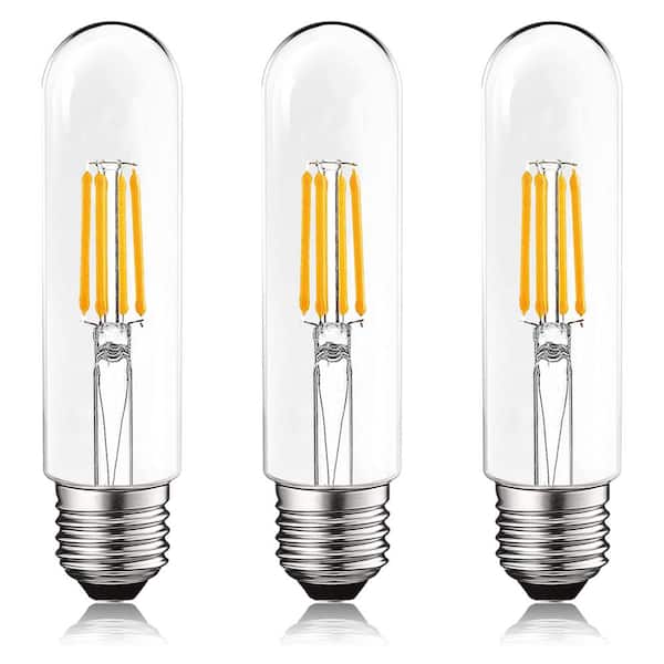 T10 LED Clear Bulbs Warm White 2700K LED Tubular Edison Light Bulbs 4W  Dimmable Tube Vintage Led Bulbs 40 Watt Equivalent,E26 Medium Base, LED