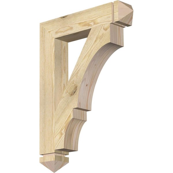 Ekena Millwork 4 in. x 30 in. x 22 in. Douglas Fir Balboa Arts and Crafts Rough Sawn Bracket