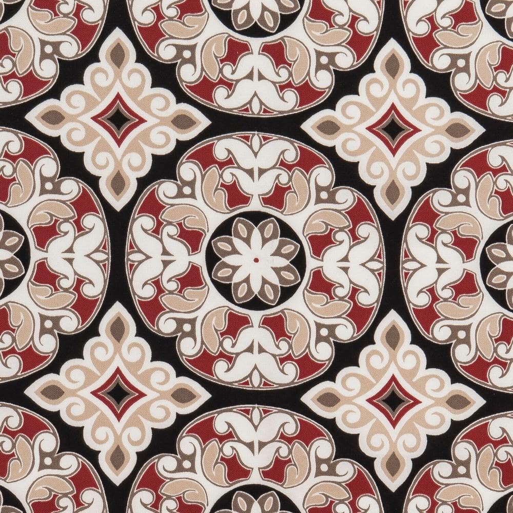 Medallion Red and Black 16'' Square Indoor/Outdoor Throw Pillows, Set of 2