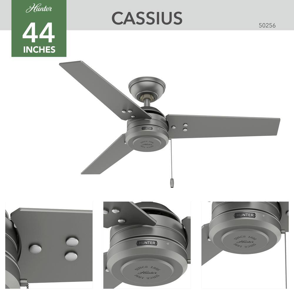 Matte Silver 44" Cassius Modern Industrial Ceiling Fan with WhisperWind Motor