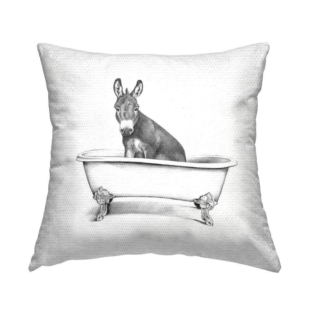 Donkey in Claw Tub Rural Farm Animal Portrait Black Square Outdoor Throw Pillow price history on PriceWatchPro