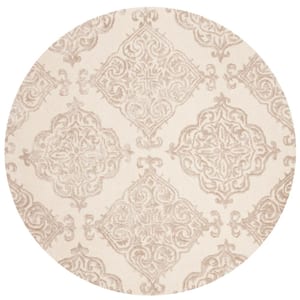 Glamour Ivory/Beige 6 ft. x 6 ft. Round Floral Area Rug