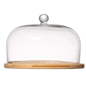 Round Glass Dome Dessert Tray Set - 2-in-1 Cake Stand with Lid, Fruit & Charcuterie Display