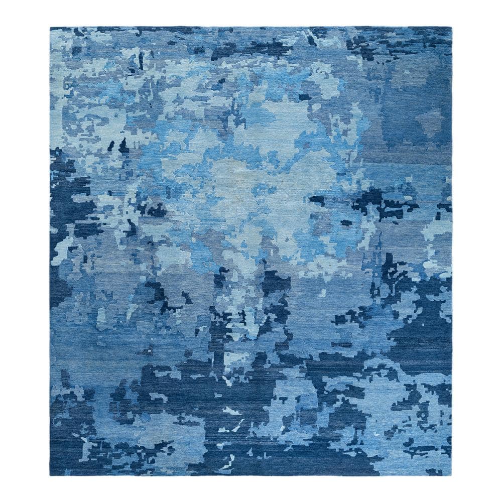 Modern-Contemporary Blue 9 X 12 Hand-Knotted Wool Indoor Area Rug price history on PriceWatchPro