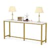 Turrella 70.9 in. Gold White Wood Long Console Table, Narrow Skinny Modern  Behind Sofa Couch Table