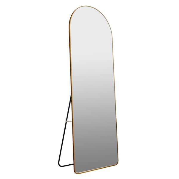 Unbranded 23.20 in. W x 64.90 in. H Modern Metal Frame Arched Golden Full Length Standing Mirror