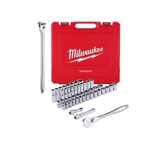 1/2 in. Drive 15 in. Breaker Bar and 1/2 in. Drive SAE/Metric Ratchet and Socket Mechanics Tool Set (48-Piece)