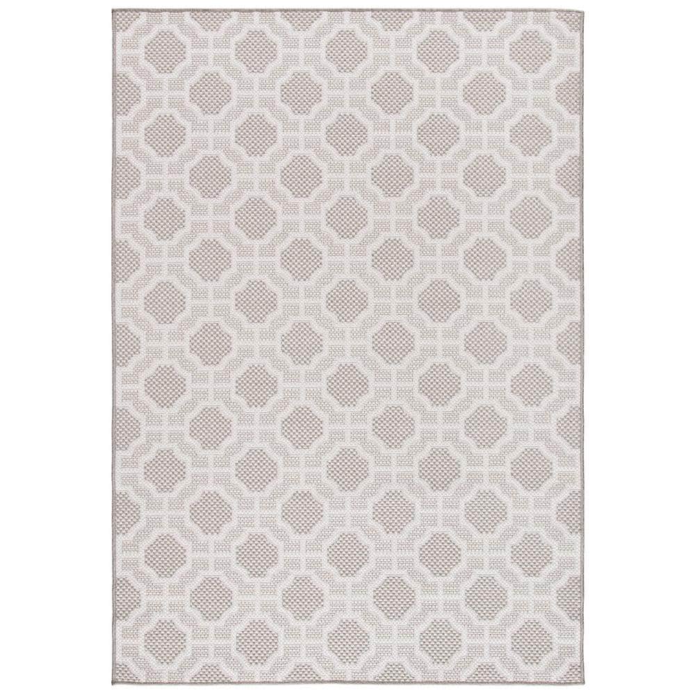 Beige Taupe Geometric Indoor Outdoor Area Rug 2'7" x 5'