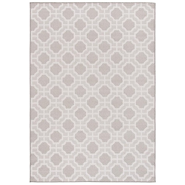 SAFAVIEH Lakeside Beige/Taupe 4 ft. x 6 ft. Geometric Trellis Indoor/Outdoor Area Rug