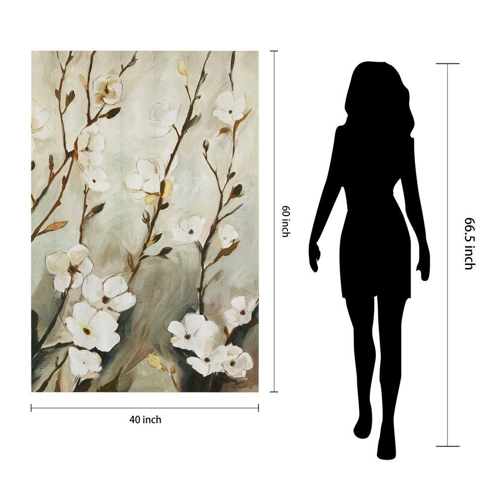 Blossoming Tranquility Gold Shagreen Floral Canvas Wall Art