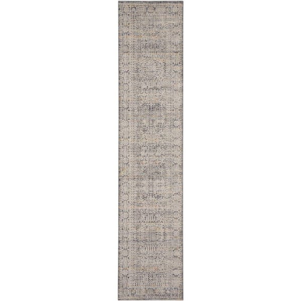 Lynx Ivory Slate 2 ft. x 8 ft. All-over design Transitional Runner Area Rug