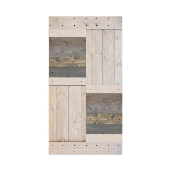 ISLIFE S Series 42 in. x 84 in. Multi-Textrued Finished DIY Solid Wood Sliding Barn Door Slab - Hardware Kit Not Included