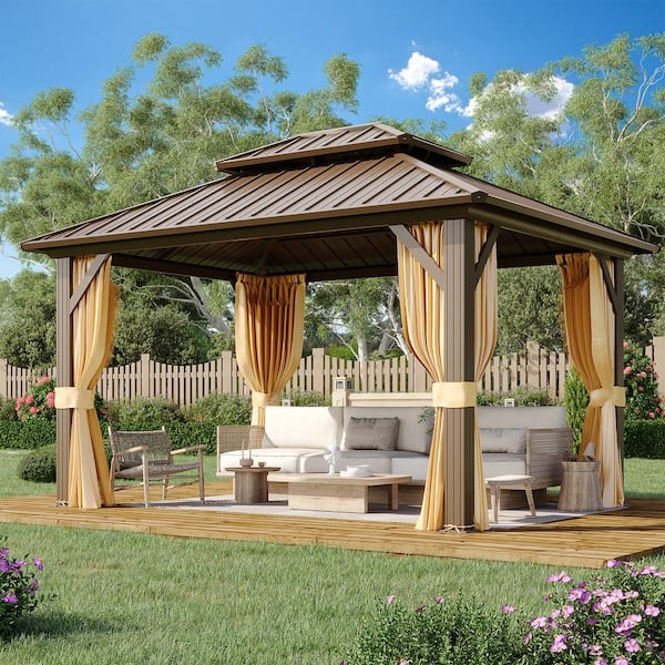 HOMMOW 10 ft. x 12 ft. Hardtop Gazebo with Galvanized Steel