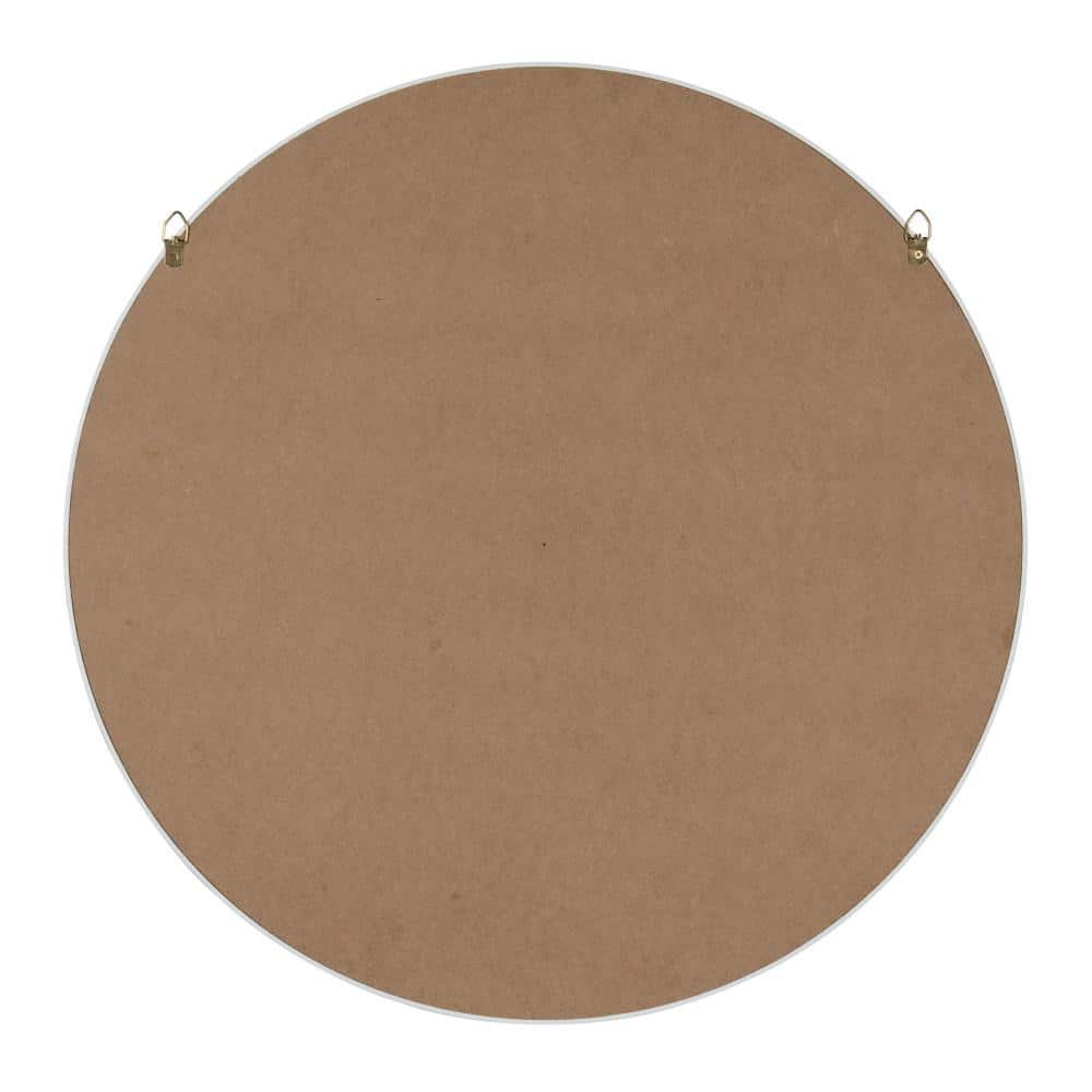 Elegant 24" Round Wood and Gold Wall Mirror with D-ring Hangers