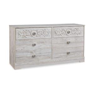 59.02 in. White 6-Drawer Wooden Dresser Without Mirror