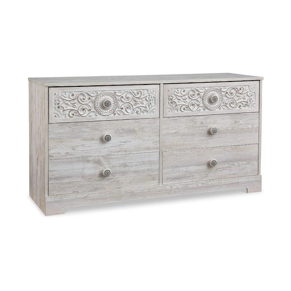 Benjara 59.02 in. White 6-Drawer Wooden Dresser Without Mirror