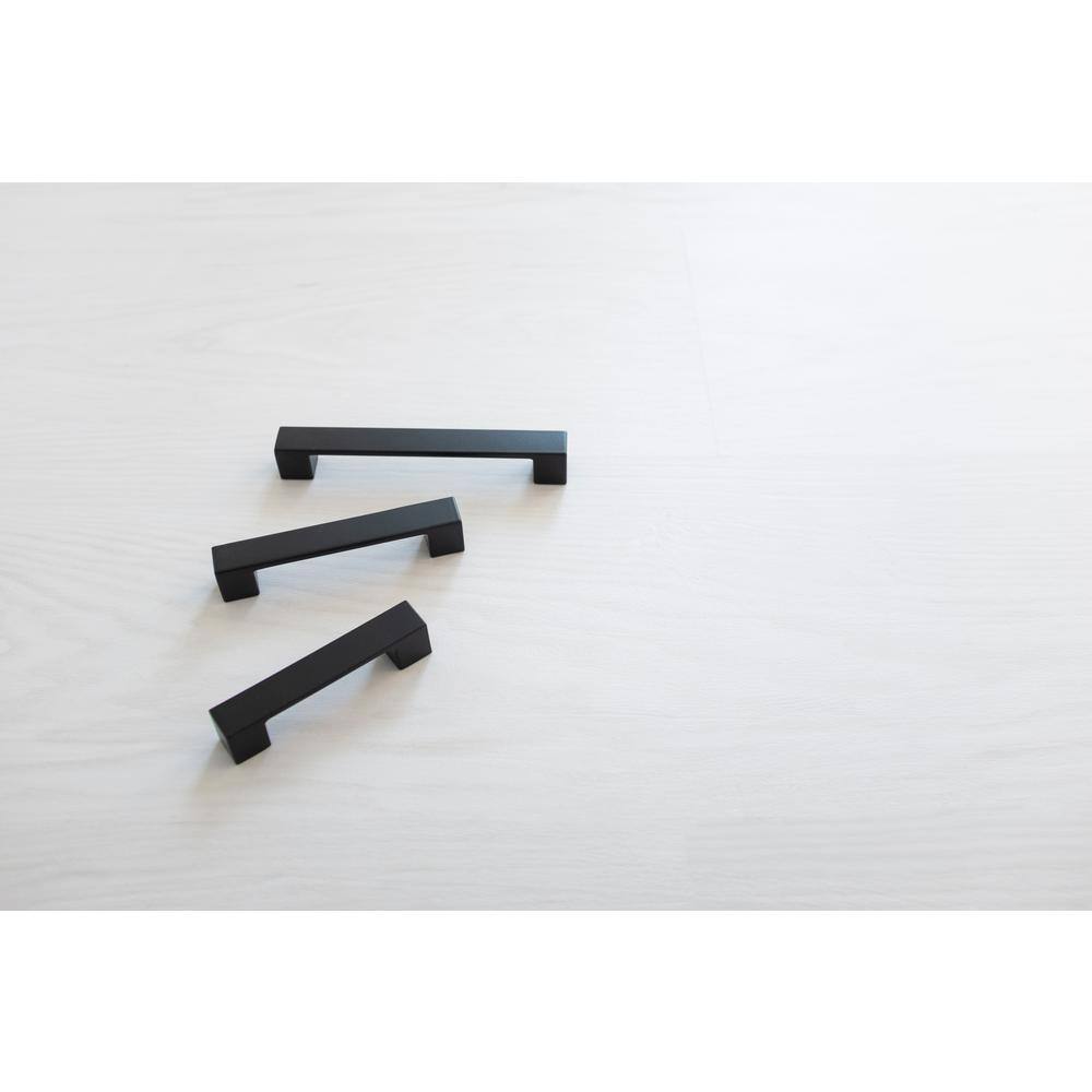Matte Black Aluminum 3-3/4" Modern Bar Pulls with Mounting Hardware