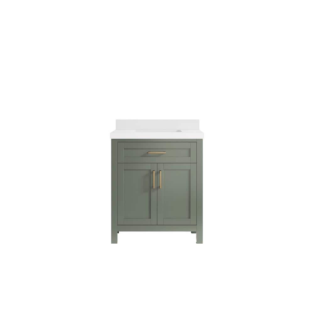 Cambridge 30 in. Single Sink Freestanding Evergreen Bath Vanity with White Quartz Top Unassembled price history on PriceWatchPro