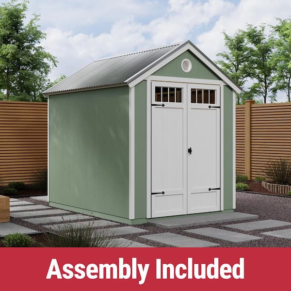 Professionally Assembled Garden Shed 6 ft. x 8 ft. Designer Wood Utility Shed with Galvanized Metal Roof (48 sq. ft.)