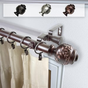 Frond 1 in. Double Curtain Rod 28 in. - 48 in. in Bronze