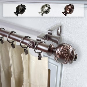 Frond 1 in. Double Curtain Rod 66 in. - 120 in. in Bronze