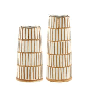 Kai 11.5 in. Glazing Light Orange/Cream Decorative Vase (Set of 2)