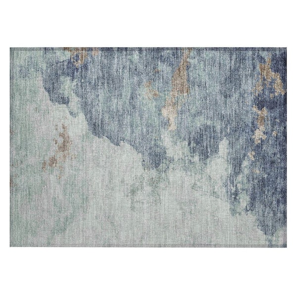 Chantille Machine Washable Indoor/Outdoor Abstract ACN2108 Seafoam 1 ft. 8 in. x 2 ft. 6 in. Accent Rug