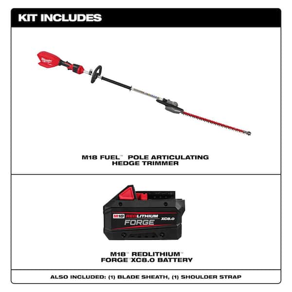 M18 FUEL 18V 24 in. Brushless Cordless Battery Powered Pole Articulating Hedge Trimmer with 8.0 Ah FORGE Battery