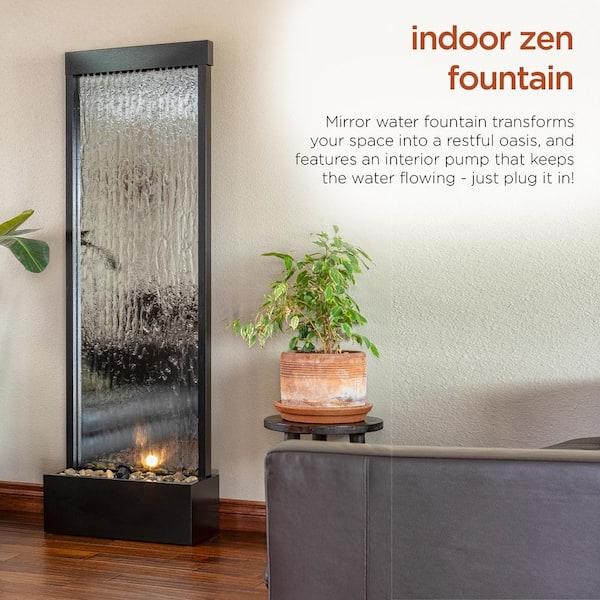 Alpine Corporation 72 in. Tall Indoor/Outdoor Mirror Zen Waterfall 