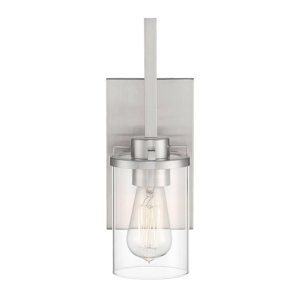 Jedrek Brushed Nickel Cylinder Sconce, Dimmable Direct Wired