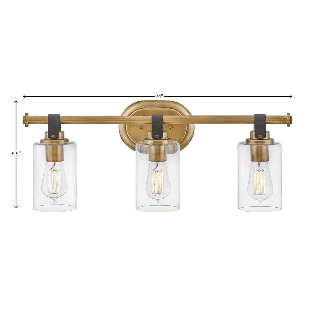 Heritage Brass 3-Light Vanity Light with Clear Glass Shades