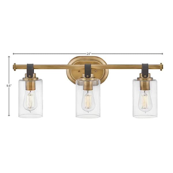 HINKLEY - Halstead 24.0 in. 3-Light Heritage Brass Vanity Light