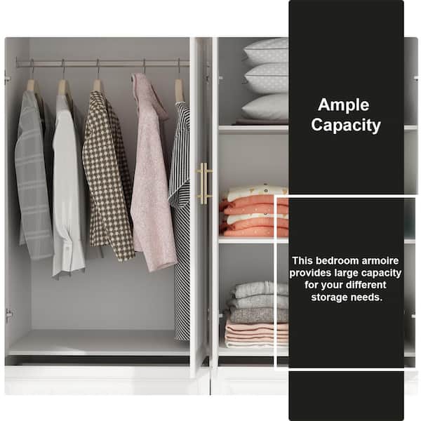 Clothes Closet Storage Cabinet With Metal Handles for Small Living